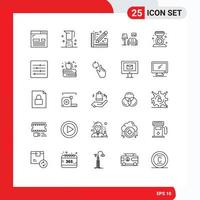 Group of 25 Modern Lines Set for gallery room maker lump document Editable Vector Design Elements