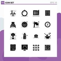 Pictogram Set of 16 Simple Solid Glyphs of bed food window cookies map Editable Vector Design Elements