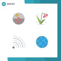 Modern Set of 4 Flat Icons Pictograph of dermatology feed skin care easter rss Editable Vector Design Elements