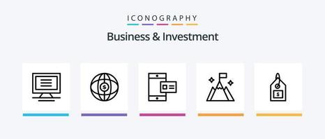 paquete de iconos de la línea 5 de negocios e inversiones que incluye negocios. usuario. dólar. contar. hora. diseño de iconos creativos vector