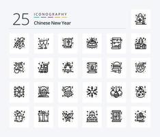 Chinese New Year 25 Line icon pack including christmas. gift box. bible. gift. christmas gift vector