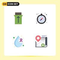 4 User Interface Flat Icon Pack of modern Signs and Symbols of gesture health camping blood route Editable Vector Design Elements