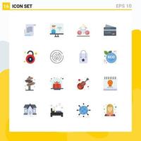 Pack of 16 Modern Flat Colors Signs and Symbols for Web Print Media such as pay credit programming card biking Editable Pack of Creative Vector Design Elements