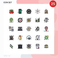 Universal Icon Symbols Group of 25 Modern Filled line Flat Colors of handbag resources online shop information help Editable Vector Design Elements