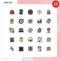 Universal Icon Symbols Group of 25 Modern Filled line Flat Colors of handbag resources online shop information help Editable Vector Design Elements