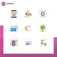 Modern Set of 9 Flat Colors and symbols such as envelop inbox electronic email help Editable Vector Design Elements