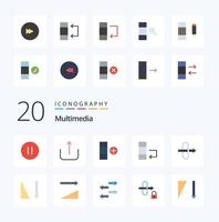 20 Multimedia Flat Color icon Pack like sorting ascending new traffic swap vector