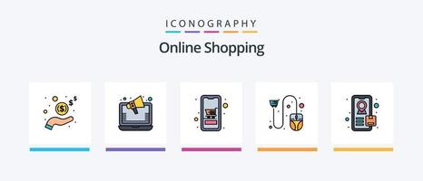 Online Shopping Line Filled 5 Icon Pack Including shop. board. store. shopping. sale. Creative Icons Design vector