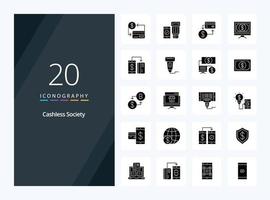 20 Cashless Society Solid Glyph icon for presentation vector