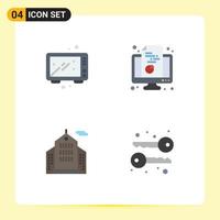 Universal Icon Symbols Group of 4 Modern Flat Icons of baking document kitchen computer business Editable Vector Design Elements