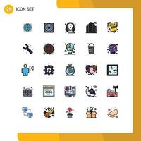 User Interface Pack of 25 Basic Filled line Flat Colors of sale label label speaker real building Editable Vector Design Elements