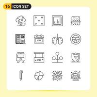 16 User Interface Outline Pack of modern Signs and Symbols of grid ingredients sport eggs baking Editable Vector Design Elements