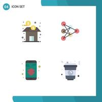 4 Universal Flat Icons Set for Web and Mobile Applications bank data fund deep security Editable Vector Design Elements