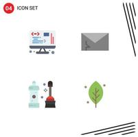 Set of 4 Modern UI Icons Symbols Signs for data bathroom web mail equipment Editable Vector Design Elements