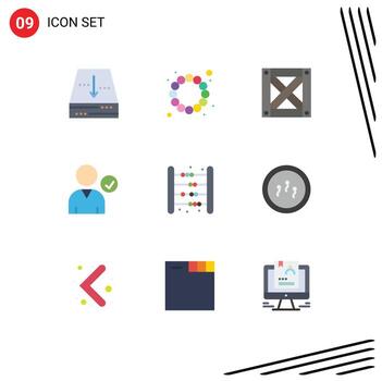 paquete de interfaz de usuario de 9 colores planos básicos de la bolsa de embalaje del juego de matemáticas utiliza elementos de diseño vectorial editables vector