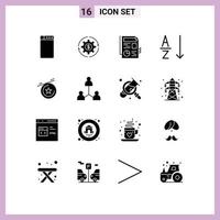 paquete de iconos de vector de stock de 16 signos y símbolos de línea para elementos de diseño de vector editable alfabético de clasificación de beneficio de estrella de grupo