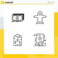 Pictogram Set of 4 Simple Filledline Flat Colors of cash clipboard funds takeoff network Editable Vector Design Elements