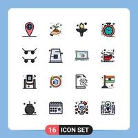 conjunto de 16 iconos de interfaz de usuario modernos símbolos signos para hebilla deporte motivación monopatín reloj elementos de diseño de vectores creativos editables