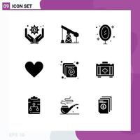 9 Solid Glyph concept for Websites Mobile and Apps multimedia like image interface love Editable Vector Design Elements