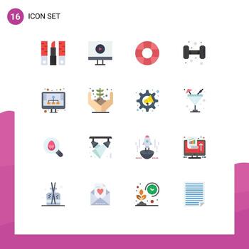 Concepto de 16 colores planos para sitios web, dispositivos móviles y aplicaciones, almacenamiento, alojamiento, diagrama de ayuda, entrenamiento, paquete editable de elementos creativos de diseño de vectores. vector