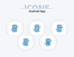 Diseño de iconos del paquete de iconos azules de la aplicación Android 5. móvil. encender. Tarjeta de cajero automático. apagar. aplicación vector