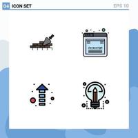 Set of 4 Modern UI Icons Symbols Signs for brickwork direction trovel javascript creative Editable Vector Design Elements