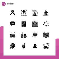 16 iconos creativos signos y símbolos modernos de comentario acción de gracias postre dulce celular elementos de diseño vectorial editables vector