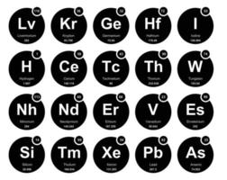 20 Preiodic table of the elements Icon Pack Design vector