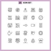 Modern Set of 25 Lines Pictograph of programming develop internet coding stress Editable Vector Design Elements