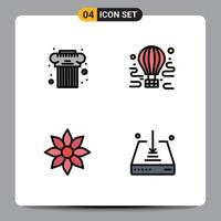 4 Filledline Flat Color concept for Websites Mobile and Apps architecture amaryllis greek tour clematis Editable Vector Design Elements