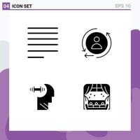 Pictogram Set of 4 Simple Solid Glyphs of align head digital training living Editable Vector Design Elements