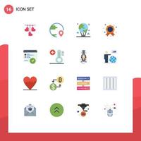 Group of 16 Modern Flat Colors Set for education badge shipping achievement global Editable Pack of Creative Vector Design Elements