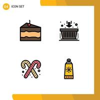 conjunto de pictogramas de 4 colores planos de línea de llenado simple de postre de queso alimentos finanzas dulces elementos de diseño vectorial editables vector