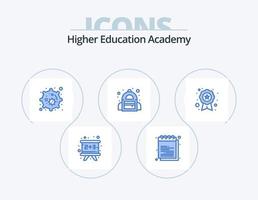 Academy Blue Icon Pack 5 Icon Design. recognition. award. university. student. bag vector