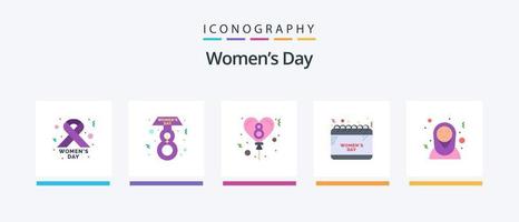 Womens Day Flat 5 Icon Pack Including . islamic women. day. arabic. celebrate. Creative Icons Design vector