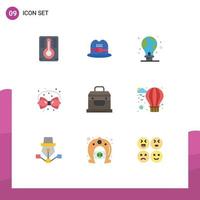 9 Universal Flat Color Signs Symbols of chest bandit light bulb ribbon christmas Editable Vector Design Elements