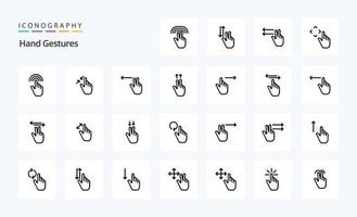 25 Hand Gestures Line icon pack vector