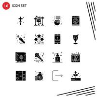 Set of 16 Modern UI Icons Symbols Signs for firework food pie carrot washing Editable Vector Design Elements