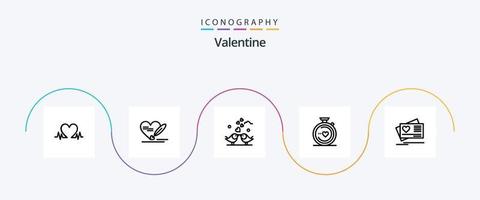 paquete de iconos de la línea 5 de san valentín que incluye corazones. amar. lápiz. día. enamorado vector