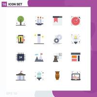 Group of 16 Flat Colors Signs and Symbols for education web browser target search Editable Pack of Creative Vector Design Elements