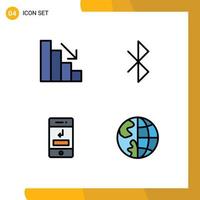 Universal Icon Symbols Group of 4 Modern Filledline Flat Colors of analytics phone bluetooth arrows communication Editable Vector Design Elements