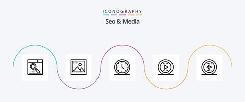 Seo and Media Line 5 Icon Pack Including ui. element. media. play. tone vector