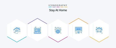 Stay At Home 25 Blue icon pack including home. tv. video. television. stay vector