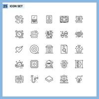 Editable Vector Line Pack of 25 Simple Lines of record record audio demo professional Editable Vector Design Elements