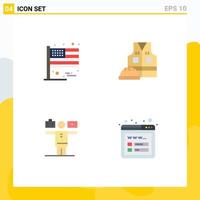 User Interface Pack of 4 Basic Flat Icons of american life usa labor work Editable Vector Design Elements