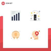 4 Creative Icons Modern Signs and Symbols of analytics head magic wand summer map Editable Vector Design Elements