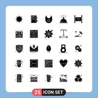 Set of 25 Commercial Solid Glyphs pack for love heart baby film food Editable Vector Design Elements