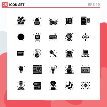 conjunto de glifos sólidos de interfaz móvil de 25 pictogramas de código de escaneo dulces indicación de ascensor ascensor elementos de diseño vectorial editables vector