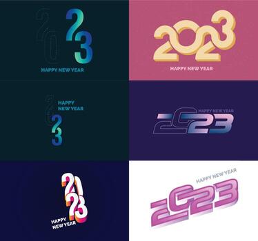 gran conjunto de 2023 feliz año nuevo diseño de texto de logotipo plantilla de diseño de número 2023 vector