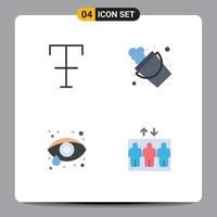 4 Thematic Vector Flat Icons and Editable Symbols of font ophthalmology bucket tool group Editable Vector Design Elements